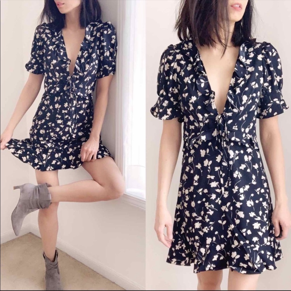 Boho Floral Ruffles Mini Dress